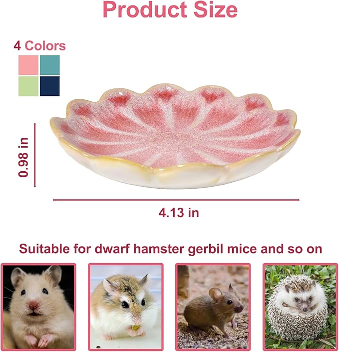 Kathson Ceramic Hamster Food Bowl, Guinea Pig Food Bowls,Rats Anti-Turning Feeding Dish,Small Animals Water Drinking Bowls for Squirrel, Chinchilla, Hedgehog, Gerbil, Dwarf Syrian (4 pcs Sunflower)