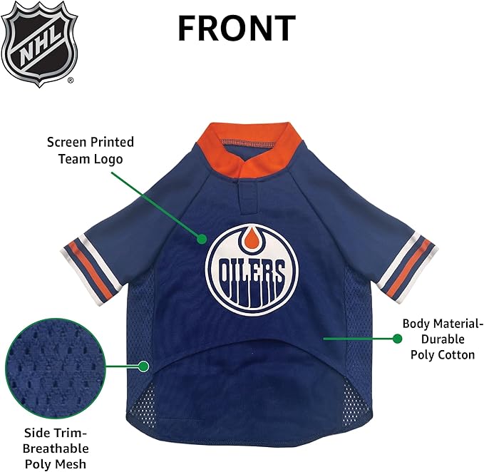 Pets First NHL Hockey Edmonton Oilers Mesh Jersey for Dogs & Cats, Size X-Small, Licensed Dog Jersey with Your Favorite Hockey Team