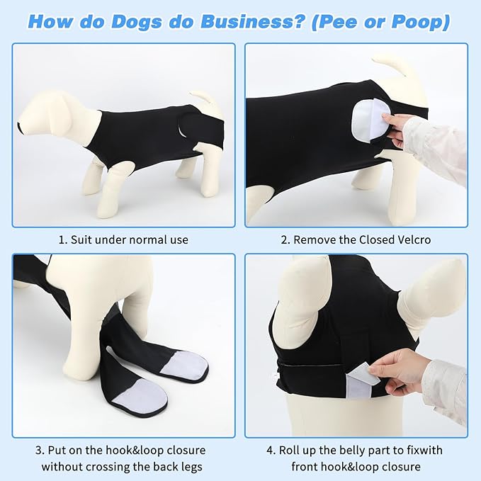 2 Packs Breathable Cotton Dog Recovery Suit for After Neuter Spay Abdominal Wounds Protector, Professional Anti-Licking Onesies for Male Female Pets Surgery Bandages, S Black Grey Pure