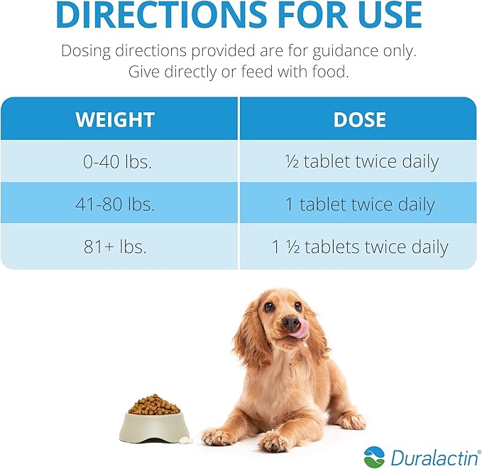 PRN Pharmacal Duralactin Canine Chewable Tablets - Joint Health Supplement for Dogs & Puppies - Pet Mobility Support - Vanilla Flavored Chews - 180 Count