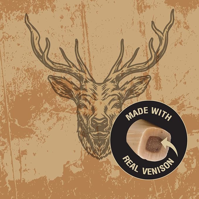 | Wild Chews | Venison Recipe, Made with Real Venison, Limited Ingredient, Long Lasting Chews for Large Dogs | 6 Count