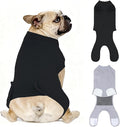 2 Packs Breathable Cotton Dog Recovery Suit for After Neuter Spay Abdominal Wounds Protector, Professional Anti-Licking Onesies for Male Female Pets Surgery Bandages, M Black Grey Pure