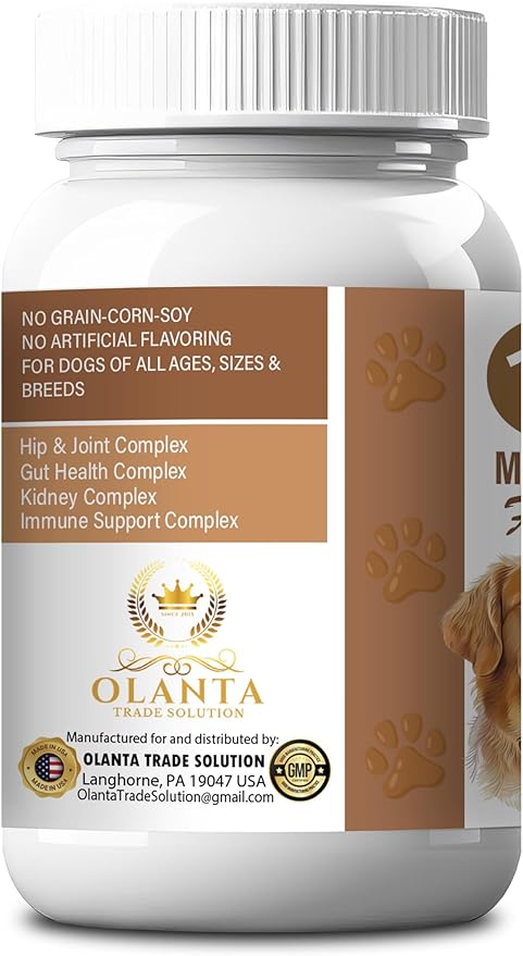 Dog Wellness Chews 11-in-1 with Glucosamine, Probiotics & Digestive Enzymes – Supports Joint, Gut Health and Skin & Coat – Chicken Flavor Value Pack - 2 Bottles 120 Soft Chews