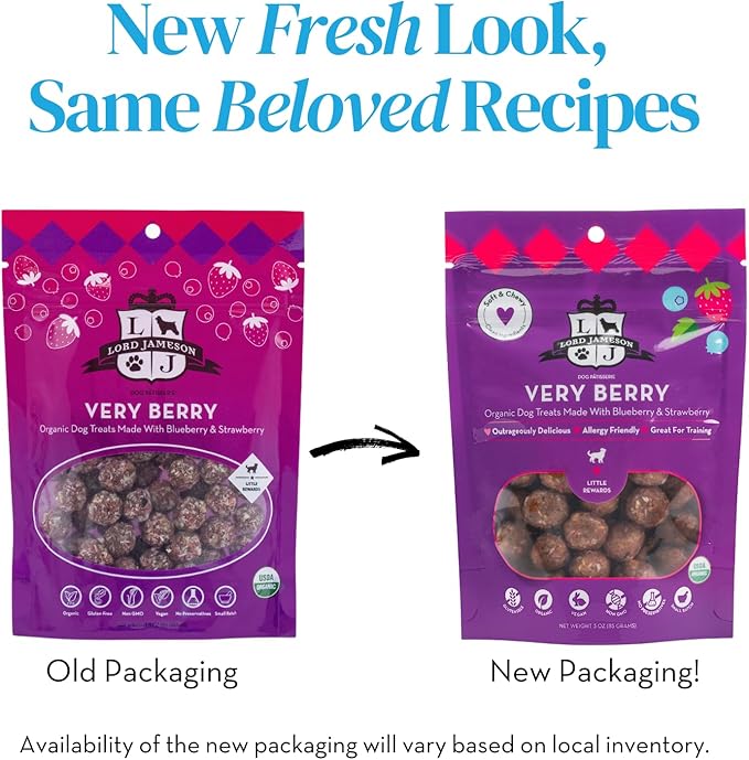Lord Jameson: Very Berry 3oz - Small Breed Dog Treats - Soft & Chewy, Antioxidant Rich, Training & Little Rewards