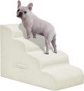 Mesa Lemon Dog Steps for Small Dogs, 4-Step Pet Ramp Stairs for High Beds and Sofa, Non-Slip Pet Stairs for Small Dogs and Cats, Removable and Easy to Clean Cover, Beige