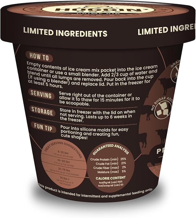 Puppy Cake Hoggin' Dogs Ice Cream Mix - Just Add Water and Freeze, No Sugar Added, Gifts for Dogs, All Natural, Prime Rib Flavor, 4.65 oz - Made in USA