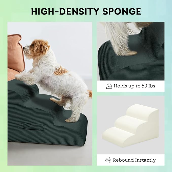 Mesa Lemon Dog Stairs Steps for High Bed, 4 Steps Pet Steps for Small Dogs Non-Slip Removable Washable Cover Ramp for Indoor Outdoor Car Couch Sofa, Dark Gray