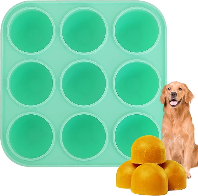9Cavities Silicone Dog Treat Mold for Woof Pupsicle & Power Chewer Pupsicle, Frozen Dog Treat Molds for Making Refill Treats 75lbs & Up(Extra Large)