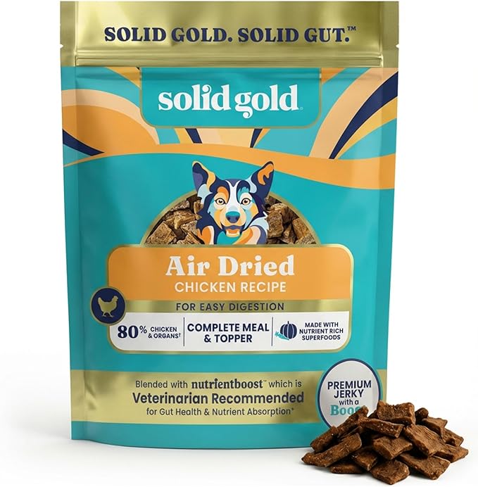 Solid Gold Air Dried Dog Food Toppers for Dry Food - Healthy Dog Treats w/Real Chicken & Superfoods - Serve as a Complete Meal, Topper or Treats - Supports Muscle Growth, Immunity & Digestion - 1lb