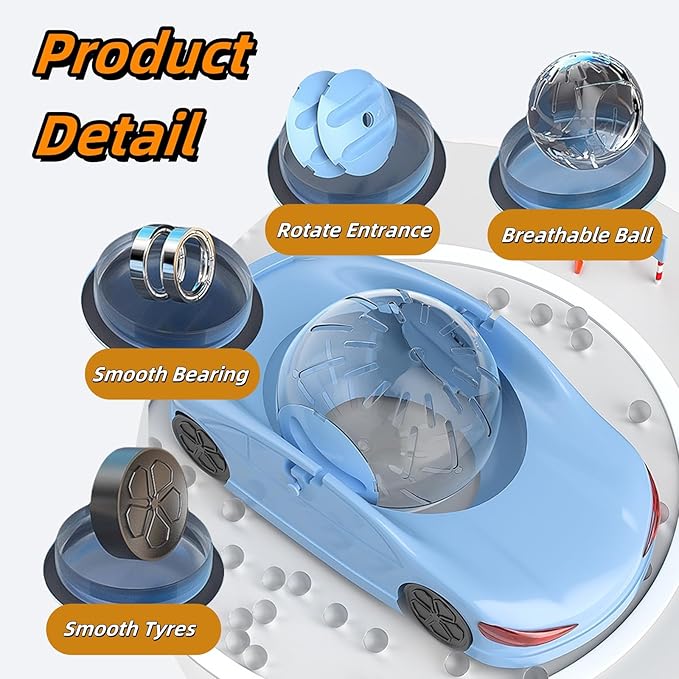 Hamster Exercise Ball Sports Car,Hamster Car with Detachable Transparent Ball,Funny Exercise Wheel for Hamsters,3 Modes Available,Suitable for Dwarf Small Pet - Safe, Breathable and Cute (Pink, 5.7")