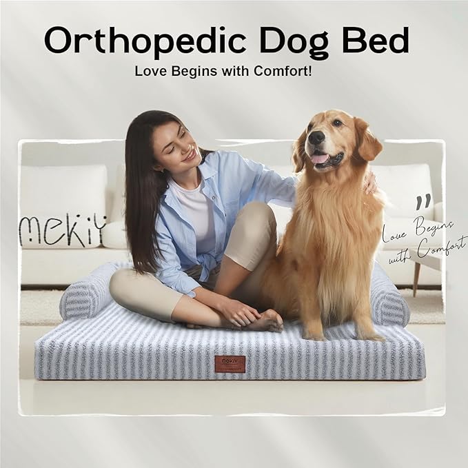 Large Dog Bed Waterproof Orthopedic Foam Dog Beds for Large Dogs Sofa Comfy Pet Bed with Washable Removable Cover & Non-Slip Bottom