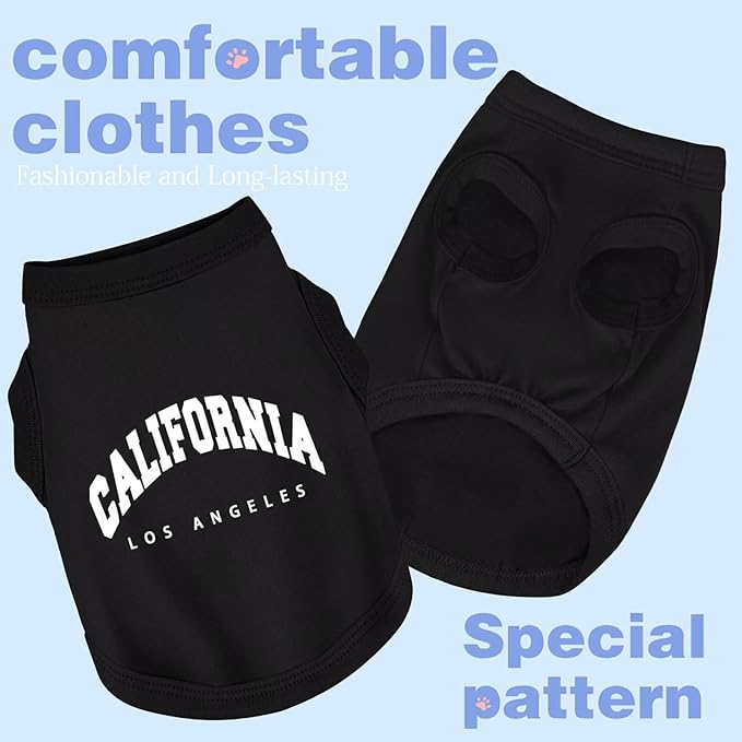 Discover Cozy Cotton Canine Wear: Soft, Lightweight, and Breathable Dog Shirt Vest with Eye-Catching Graphics(California), Keeping Your Furry Friend Warm and Comfy! Black XL