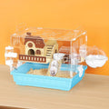 Acrylic Hamster Cage Small Hamster Habitat 360 Viewing Hamster Enclosure with Running Wheel & Hideout for Dwarf, Guinea Pig, Gerbils, Blue, 13.3" L*10.2" W*12.4" H