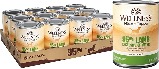 Wellness 95% Lamb Natural Wet Grain Free Canned Dog Food, 13.2-Ounce Can (Pack of 12)
