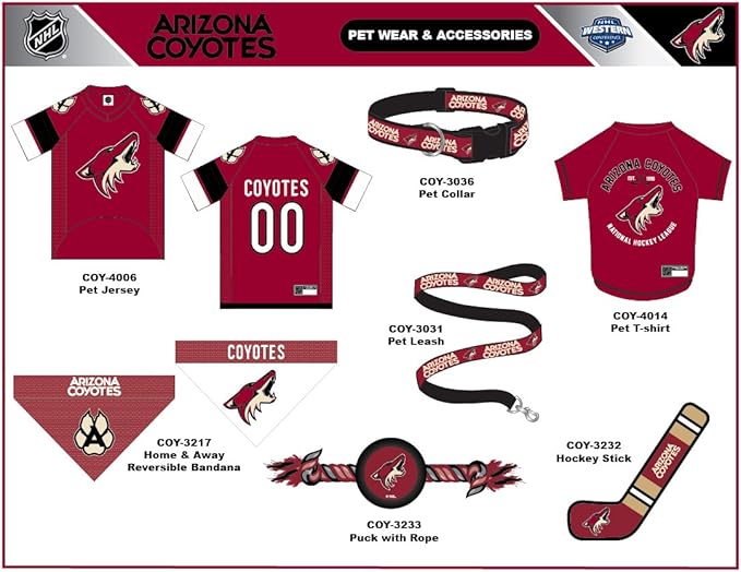 Pets First NHL Arizona Coyotes Jersey for Dogs & Cats, X-Small. - Let Your Pet Be A Real NHL Fan!