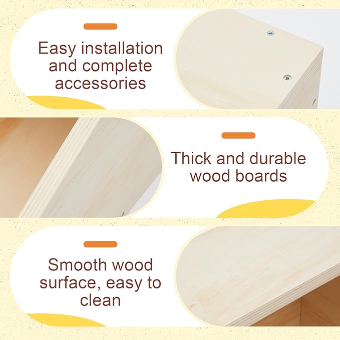 Maxcheck 2 Pack Wood Rabbit Nesting Box, 20x14x14 Inch Wooden Hutch Hideout for Breeding, Natural Burrow Den Alternative for Rabbits & Small Animals