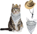 Dog Cowboy Hat Cat Cowboy Hat Mini Cowboy Hat for Dogs Cat Pet Cowboy Costume with Bandana Scarf Holiday Halloween Pet Party Decoration (Khaki, Small)