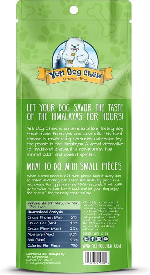 Yeti Dog Chew - Yak Cheese Himalayan Dog Chews - Healthy Long Lasting - Yak Chews for Large, Medium and Small Dogs - Yak Bones for Dogs - Natural Yak Cheese Dog Chews - XL, 5.5 oz