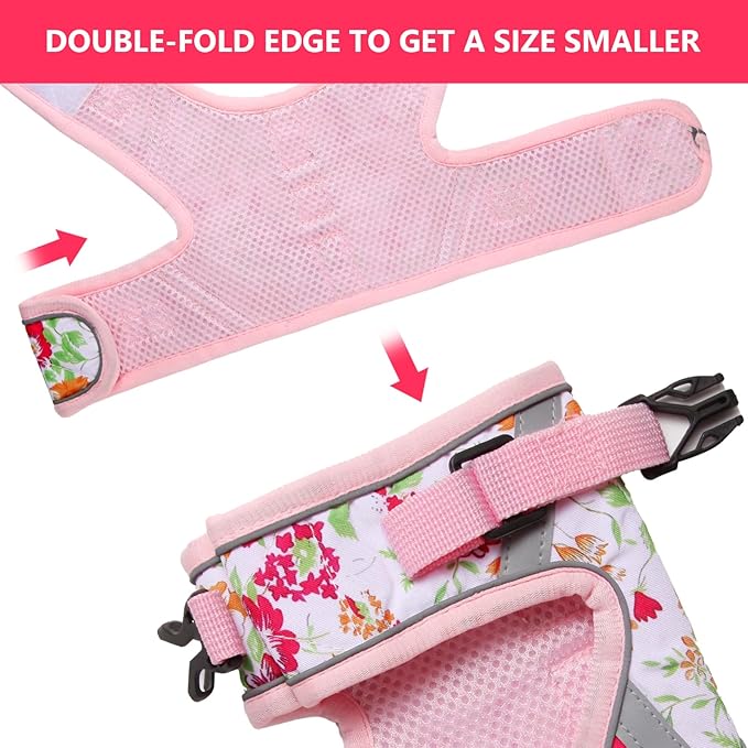 Floral cat Leash and Harness Set. The cat Harness Escape Proof Feature Allows You to Walk You cat, Small Dog or Rabbit Without Worries. This Kitten Harness and Leash is Cute and Trendy