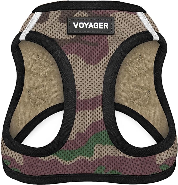 Best Pet Supplies Voyager Step-in Air Harness - All Weather Mesh, Reflective, No Pull Harness for Dogs, Cats - Secure with Hook & Loop Fastener, Buckle, Double D-Rings - Army/Black Trim, XXS