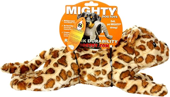 MIGHTY- Massive-Safari-Leopard- Squeaker-Multiple Layers. Made Durable, Strong & Tough. Interactive Play Dog Toy (Tug, Toss & Fetch). Machine Washable & Floats