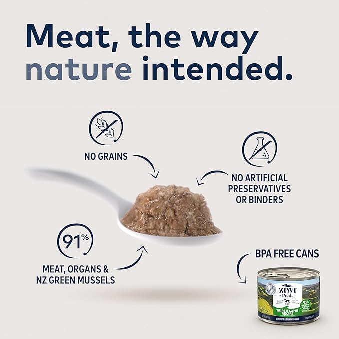 ZIWI Peak Canned Wet Dog Food – All Natural, High Protein, Grain Free, Limited Ingredient, with Superfoods (Tripe & Lamb, Case of 12, 13.75oz Cans)