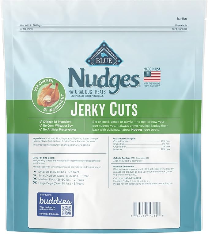Nudges Jerky Cuts Natural Dog Treats Chicken 16 Oz, Nudges Jerky Cuts are Made with Real Chicken