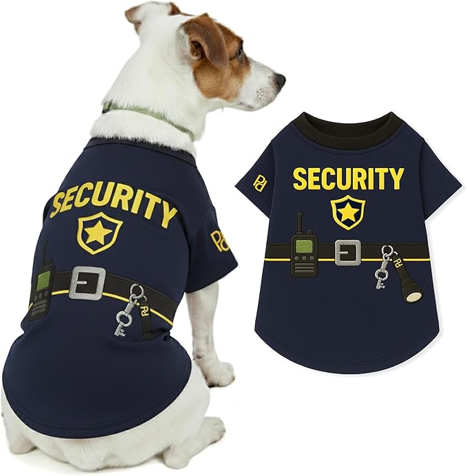 Parisian Pet Dog Security Woofficer Shirt - Embroidered Pet Vest - 100% Cotton & Polyester Doggy Shirt - Lightweight Pet Clothes - Sleeved Puppy Costume - Funny Shirts for Large Dogs - 4XL