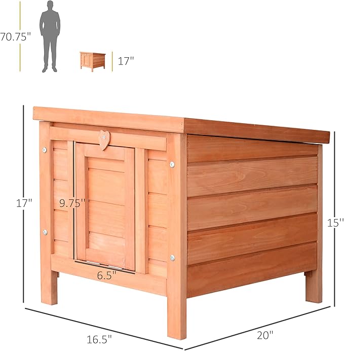 PawHut Small Wooden Rabbit Hutch Bunny Cage Guinea Pig Cage Duck House Dog House with Openable & Waterproof Roof, Natural