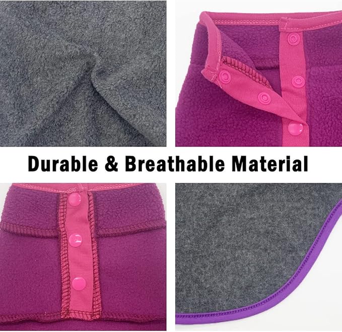 Tealots 2 Pack Dog Fleece Vest Sweater, Warm Pullover Puppy Jacket, Autumn Winter Cold Weather Coat Clothes, Pet Stretch Apparel with Buttons Costumes for Small Medium Dogs Cats (Medium) Fuchsia+Gray