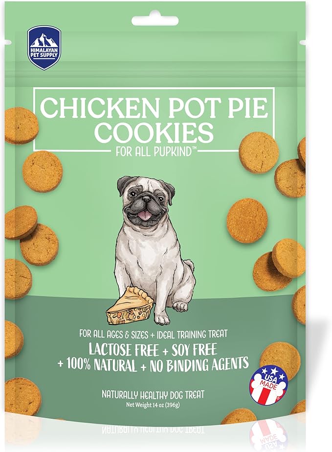 Chicken Pot Pie Cookies|Lactose Free - Soy Free - Gluten Free - Wheat Free | USA Made | for All Breeds | 14 oz of All Natural, Baked, Crunchy Goodness