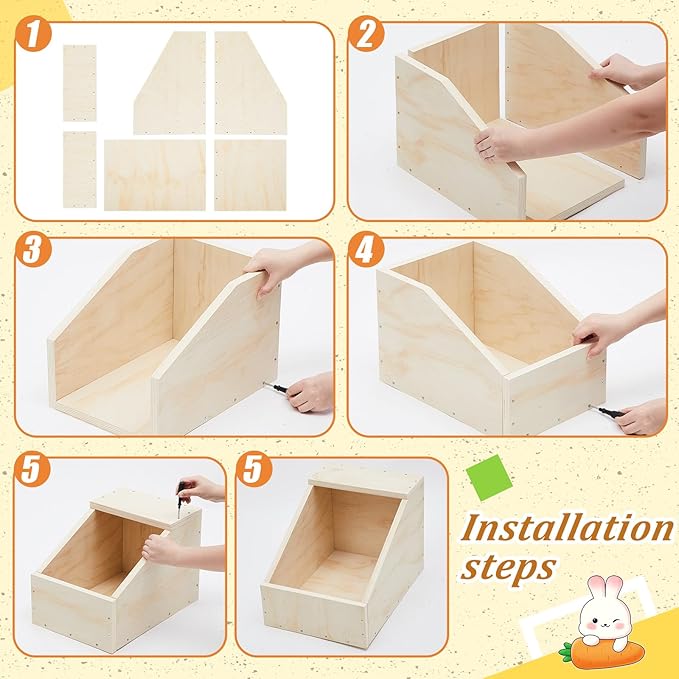 Maxcheck 1 Pack Wood Rabbit Nesting Box, 18x12x12 Inch Wooden Hutch Hideout for Breeding, Natural Burrow Den Alternative for Rabbits & Small Animals
