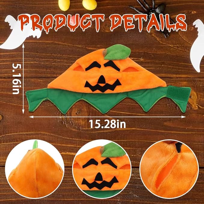 ALIBBON Cat & Dog Halloween Costume - Pumpkin Headdress & Cap Set for Puppy & Kitty Cosplay