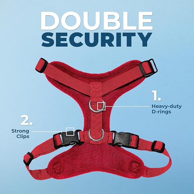 Voyager Step-in Lock Dog Harness w Reflective Dog Leash Combo Set with Neoprene Handle 5ft - Supports Small, Medium and Large Breed Puppies/Cats by Best Pet Supplies - Red, L (Pack of 2)