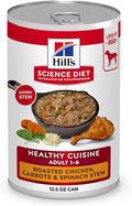 Hill's Science Diet Healthy Cuisine, Adult 1-6, Great Taste, Wet Dog Food, Roasted Chicken, Carrots & Spinach Stew, 12.5 oz Can, Case of 12