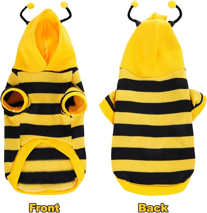 cnomg Bee Costume for Pets Dog Bee Halloween Clothes Hoodies Cat Clothes Puppy Pet Apparel