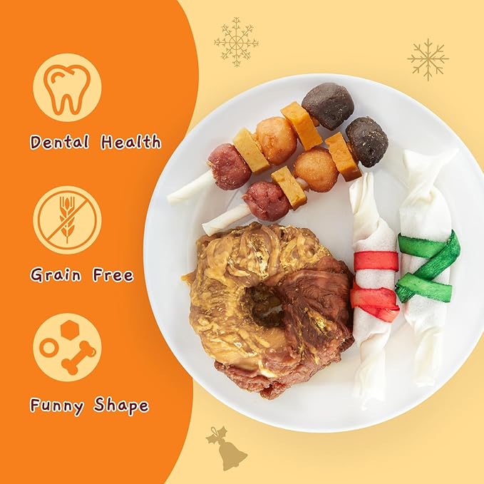 Jungle Calling Christmas Dog Treats, Holiday Chews Variety Pack 20+ Count, Holiday Stocking Xmas Treats for Dogs