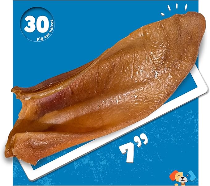 Jack&Pup Half Pig Ears for Dogs, All Natural Single Ingredient Pigs Ears Halves - Premium Dog Ear Treat - Dog Chew Treats for Large and Small Breeds (30 Pack)