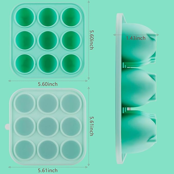 9 Cavities Silicone Dog Treat Mold with Lid for Woof Pupsicle & Power Chewer Pupsicle,Frozen Dog Silicone Molds for Making Refill Popsicle Treats 10-25 lbs & Up (Small with Lid)