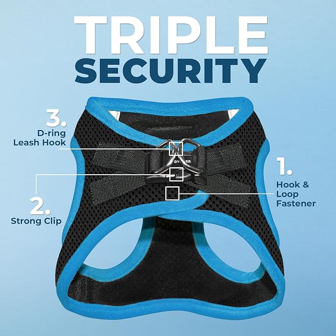 Best Pet Supplies - All Weather Mesh, Reflective, No Pull Harness for Small, Medium Dogs, Cats - Secure with Hook & Loop Fastener, Buckle, Double D-Rings - Blue Trim, XS
