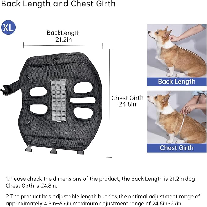 Wakytu Dog Lift Harness for Small Dogs,Dog Backpack Carrier,Adjustable Padded Breathable Straps for Dogs, Disabled, Joint Injuries, Arthritis,XL(24-35LBS)