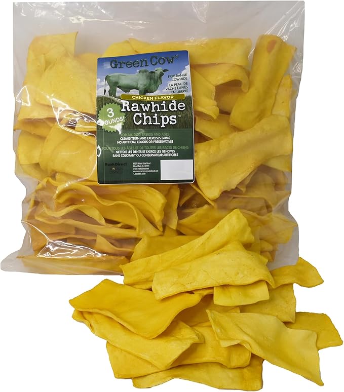Chips Chicken Flavor 3-Pound Bag - Premium Large Dog Rawhide Chews - Ideal for Agressive Chewers Dog Rawhide Treats - Durable Rawhide Bones for Large Dogs