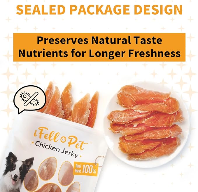 Chicken Jerky Dog Treats, Natural Real Meat Dog Treats,Single Ingredient, No Artificial Flavors or Preservatives - 1 lb Bag