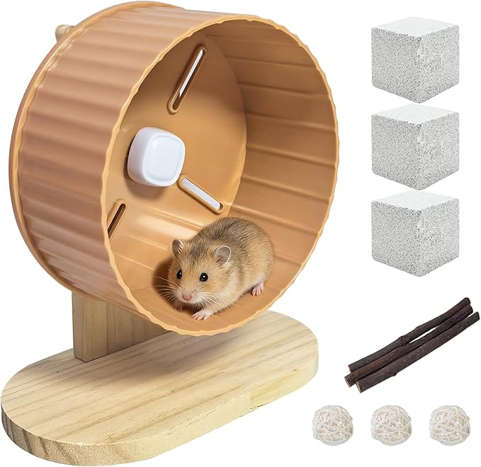 6.7in Silent Hamster Exercise Wheel Hedgehog Wheel Hamster Toy Cage Accessories with Adjustable Stand for Rat Gerbil Mouse (Orange)