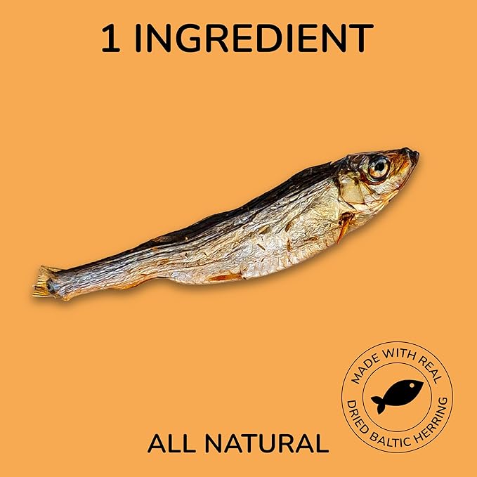 DTS5002A-3OZ Air Dried Natural Baltic Herring Crunchy Treats for Dogs & Cats, High Protein Omega-3 Fish Snacks, Single Ingredient Gluten & Grain Free, Healthy Training Treats, 3oz Bag