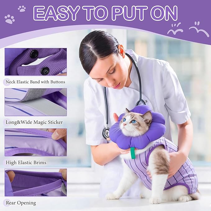 EMUST Recovery Suit for Small Dogs After Surgery, Soft E-Collar Alternative Surgical Wear, Breathable Anti-Licking Post-Op Clothes for Spay, Birth Control & Comfortable Recovery(Grapes,L)