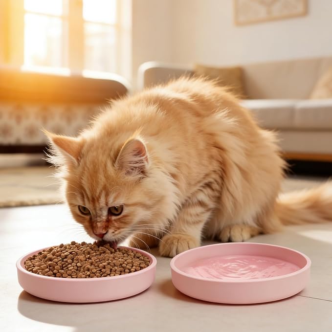 Silicone Dog Bowl Shallow Cat Food Bowls, 6 Inch Wide Cat Bowls Whisker Friendly, No Spill Less Mess Dog Plates for Dry and Wet Food, Set of 3 Puppy Bowls for Small Dogs and Cats