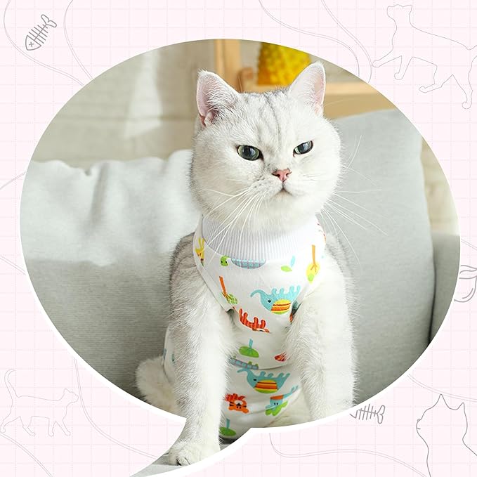 Coppthinktu 2 PCS Cat Recovery Suit for Spay Abdominal Wounds Cat Onesie for Cats After Surgery Recovery Suit Female Breathable E-Collar Alternative Kitten Onesie Anti Licking Small