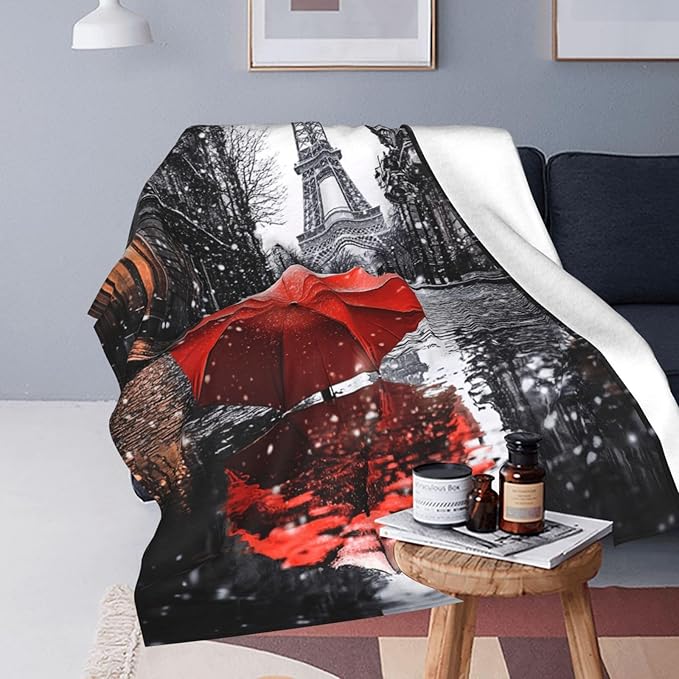 Eiffel Tower Decor Blanket, Paris Throw Blankets, Eiffel Tower Gifts for Boys Girls Women Men Lover Adult Cozy Fleece Flannel Bedding Stuff Plush for Couch Sofa Bed Decor 60"X50"