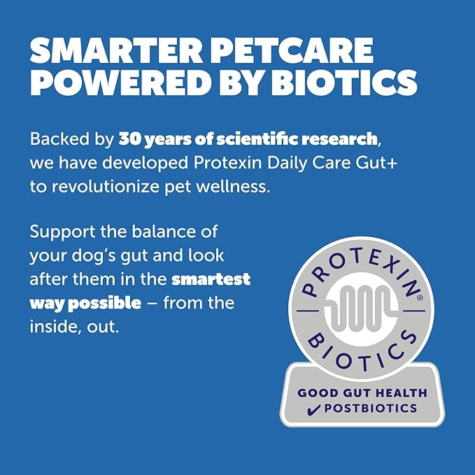 Protexin Daily Care Gut+ Skin & Coat | 60 Dog Chews, Salmon and Sweet Potato Flavor Dog Supplement | Probiotics for Dogs, Dog Postbiotics